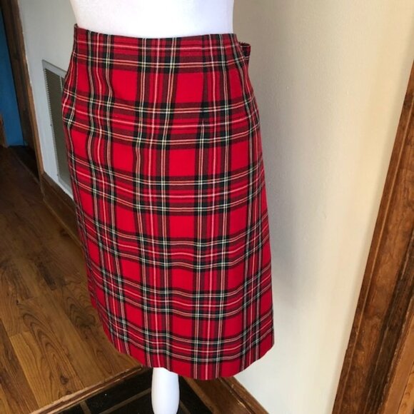 TALBOTS Tartan A Line Red Plaid Skirt 12P - Picture 6 of 15